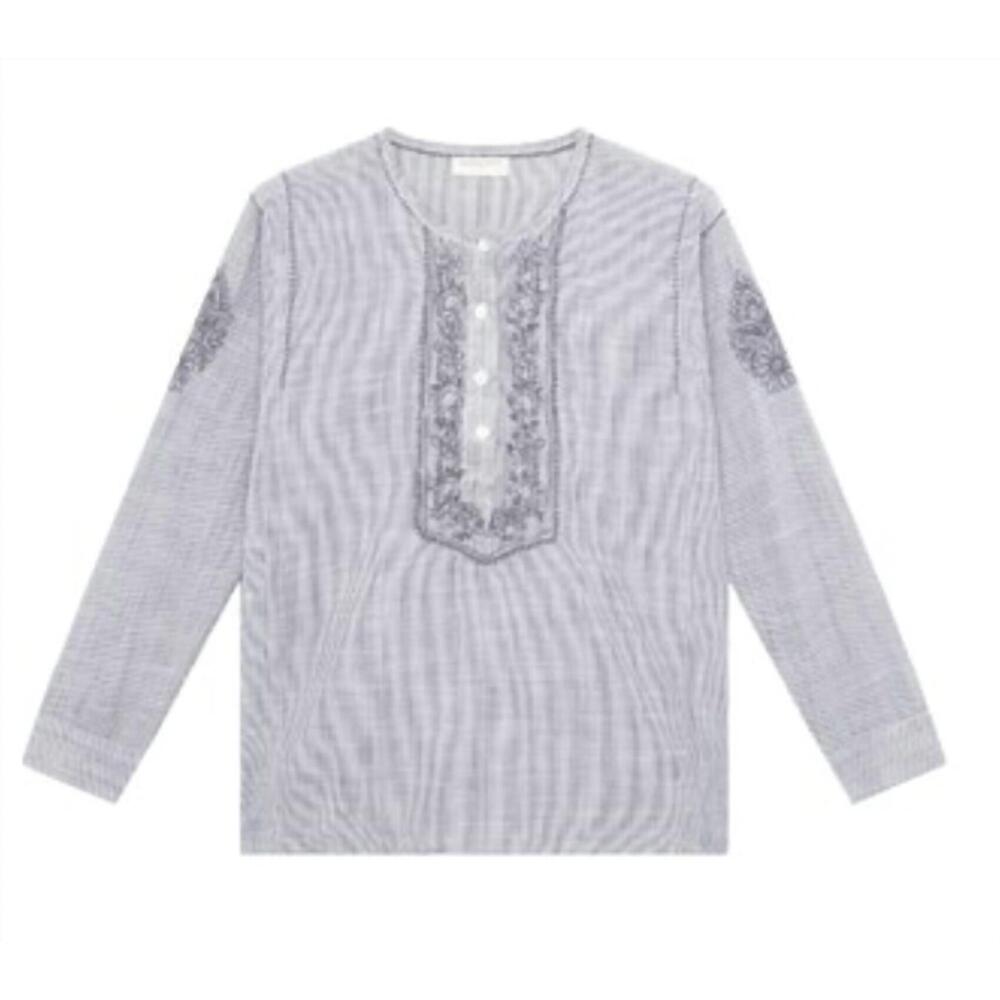 NEW MAISON HOTEL women's cas top in blue stripes